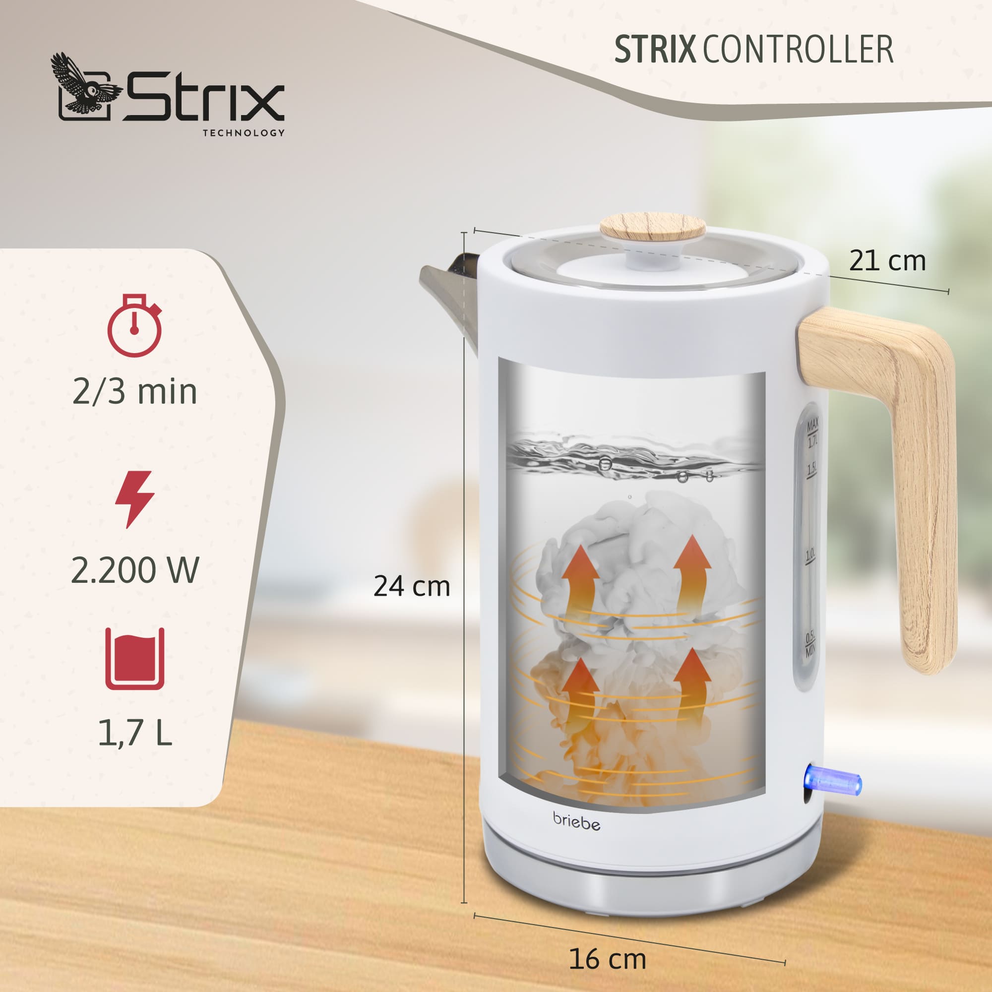 Nordic Bouilloire Électrique 1,7L Sans Fil, Ébullition Rapide Sans BPA, Base 360 2200 Blanc KT1165WHT - Mathon - 3