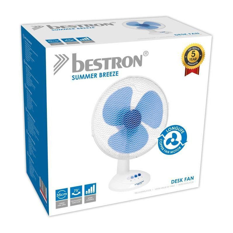 Bestron Ventilateur De Table - Panier 35cm - Blanc - 40w - Debit Dair 40,24,20m3/min. Vitesse De Lair 2,49m/sec - Sonore: 49,3 D Bestron - Mathon - 3