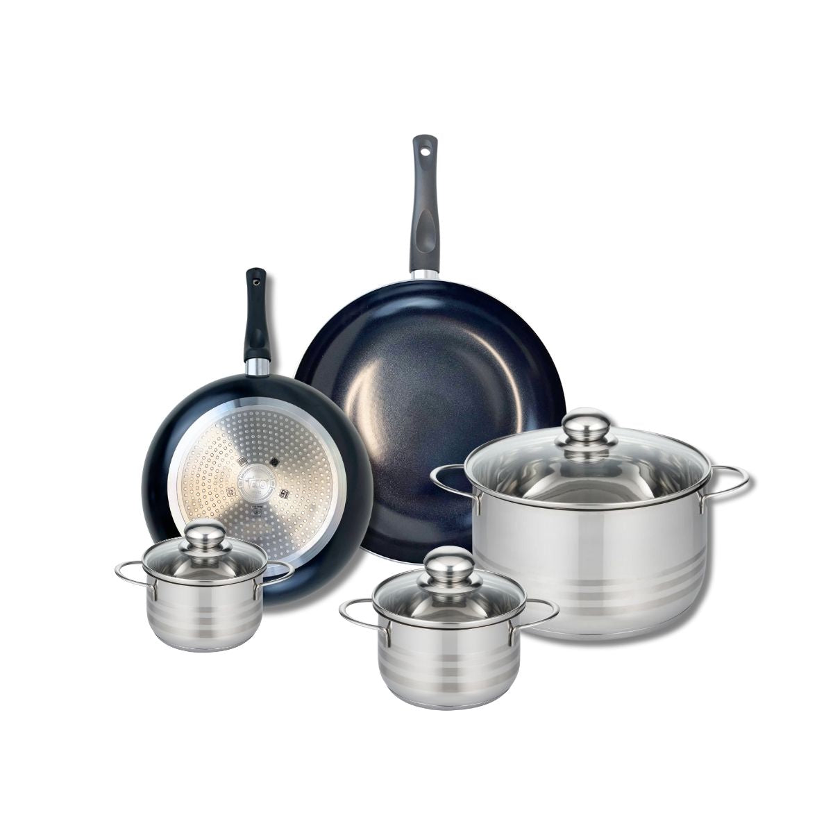Ensemble de 2 Poêles de cuisson 24 et 28 cm et 3 faitouts 12, 14 et 24 cm  Prima Brillant Elo - Mathon - 1