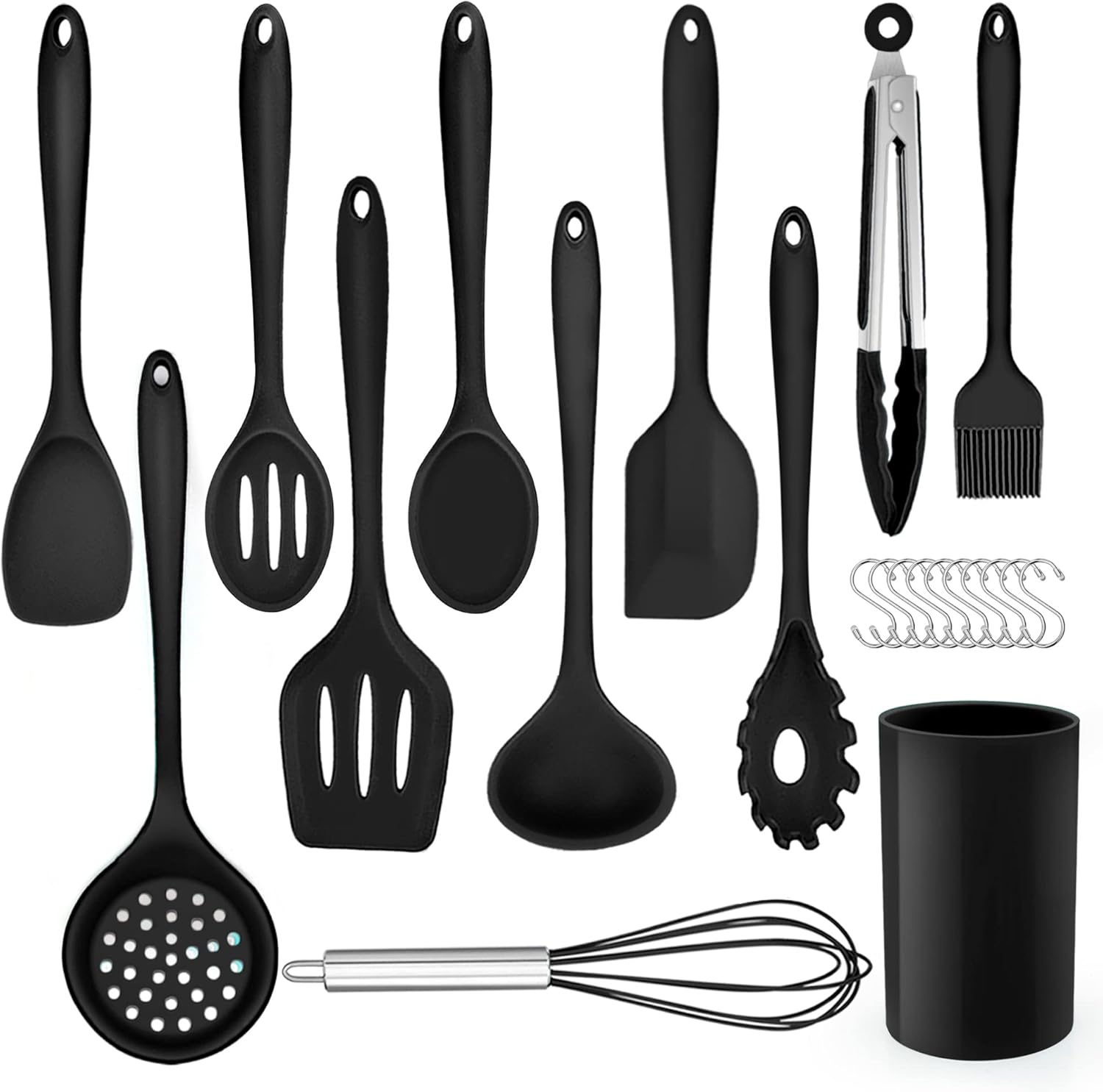 Lot de 22 ustensiles de cuisine en silicone avec support d