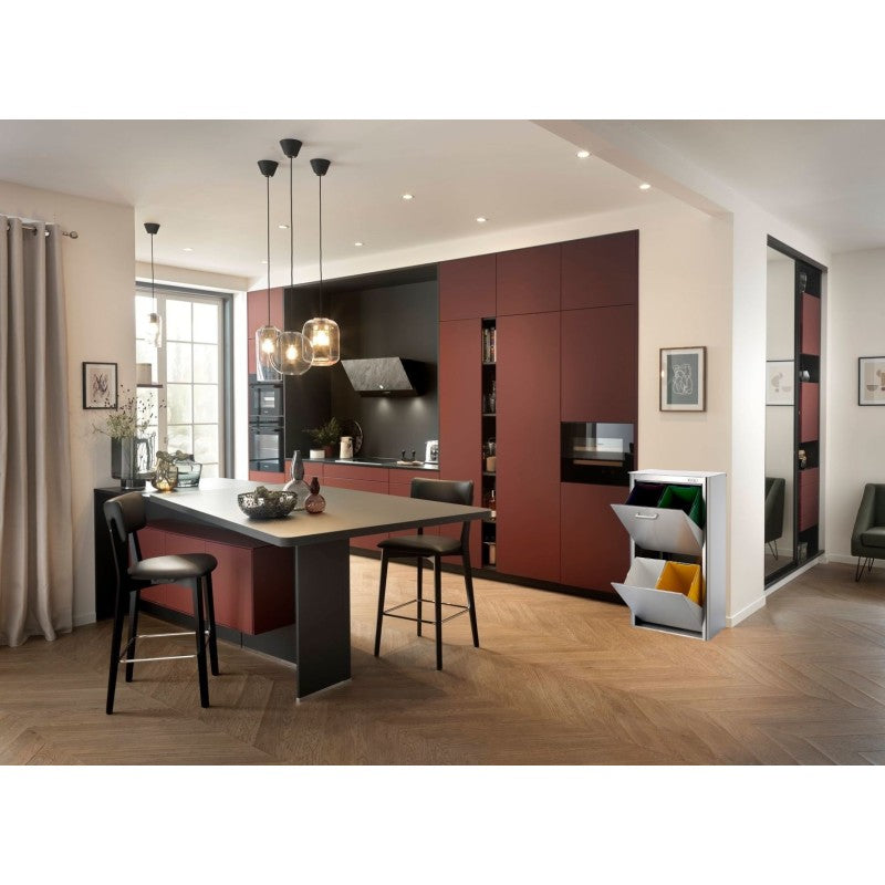 Poubelle de tri sélectif cubek en acier inoxydable. 4 compartiments de 20 litres Don Hierro - Mathon - 7