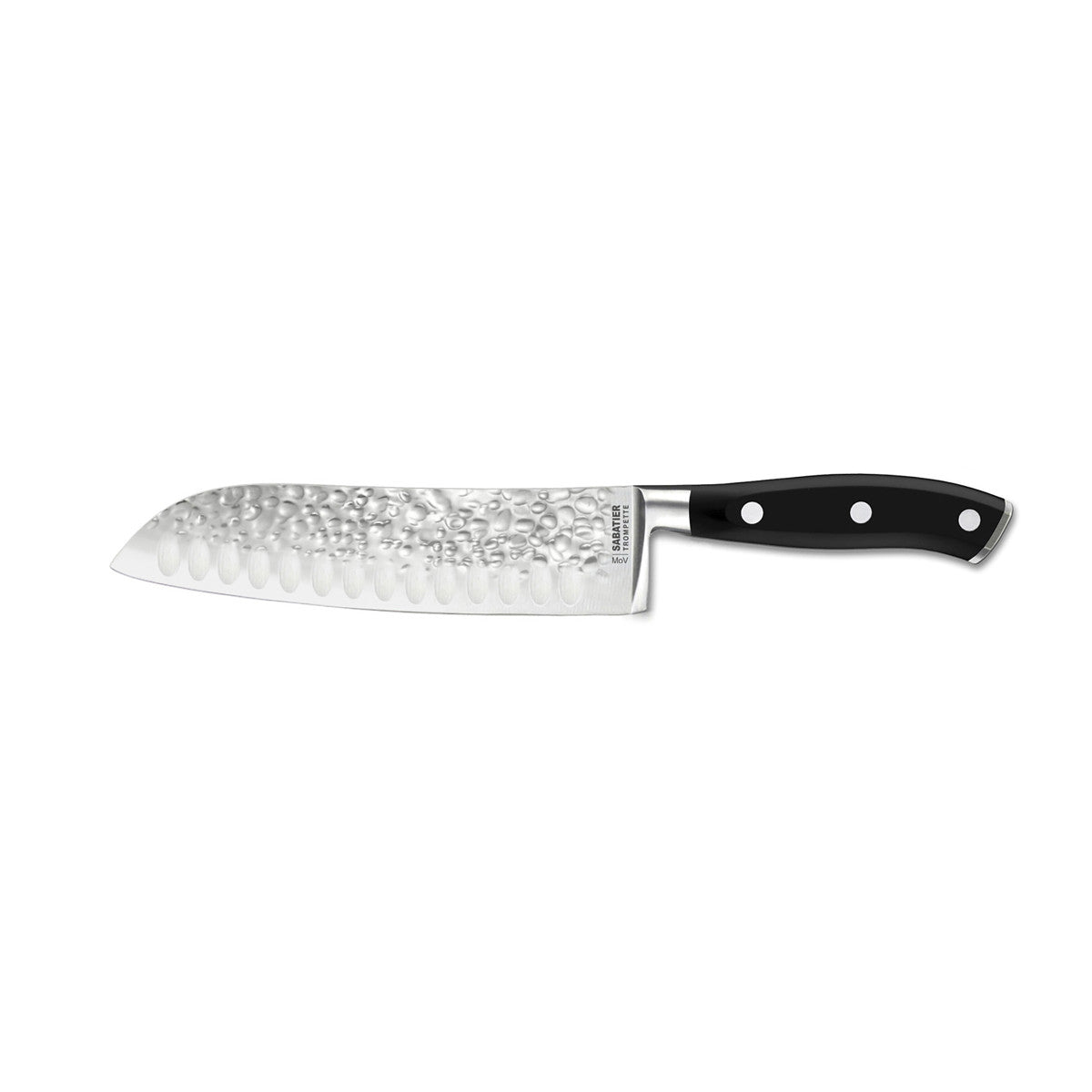 Carbon - Couteau santoku 18 cm martelé avec protection de lame Sabatier Trompette - Mathon - 1