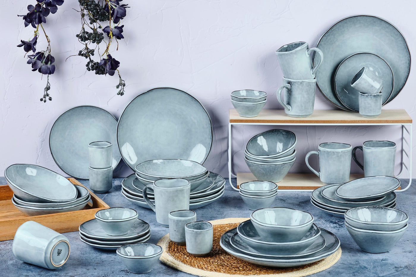 Lot de 48 set complet en grès gris D Björn - Mathon - 2