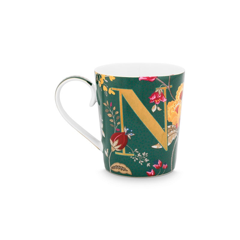 Mug Alphabet Floral Fantasy Vert - N - 350ml Pip Studio - Mathon