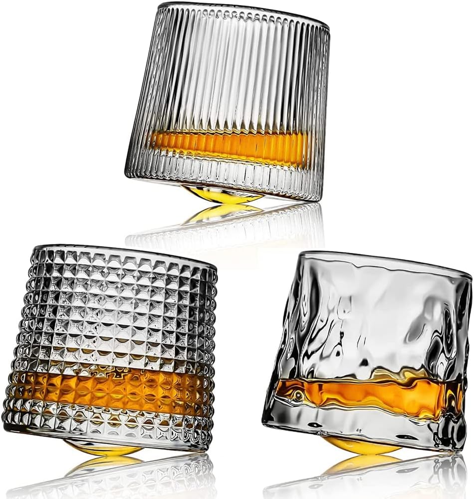 Lot de 3 verres à whisky rotatifs en cristal – 160 ml Vendos85 - Mathon