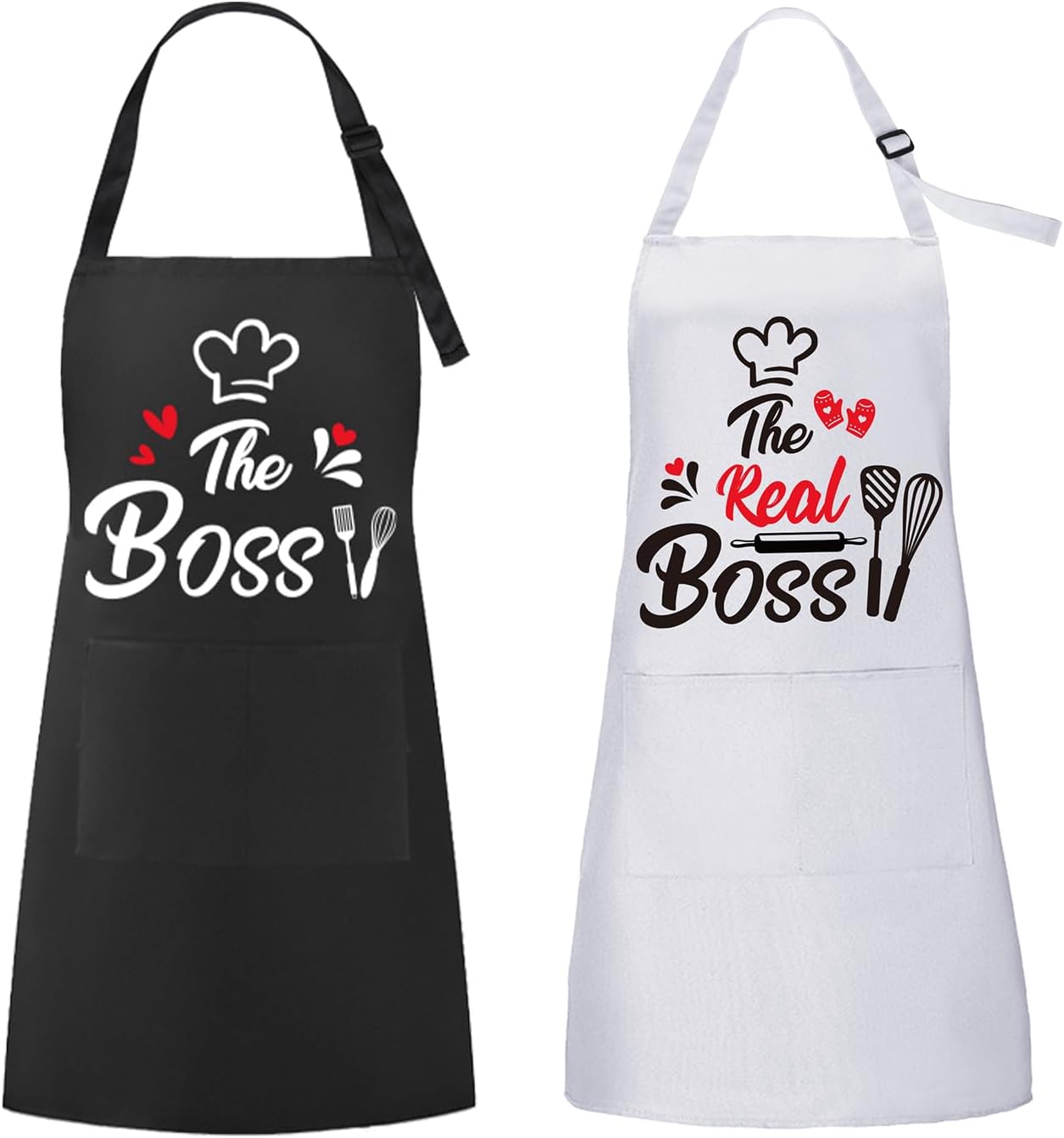 Tabliers de couple THE BOSS imperméables noir et blanc Vendos85 - Mathon