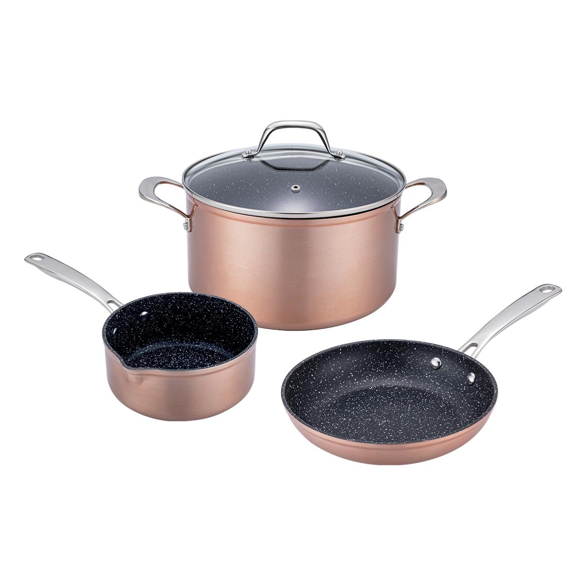 Set de 4 pièces cuivré 24cm Greblon céramique - "Héritage" Laguiole Cuisson - Mathon - 1