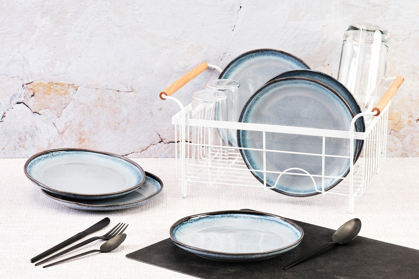 Lot de 6 assiettes à dessert en grès bleu D20.5 Björn - Mathon - 2