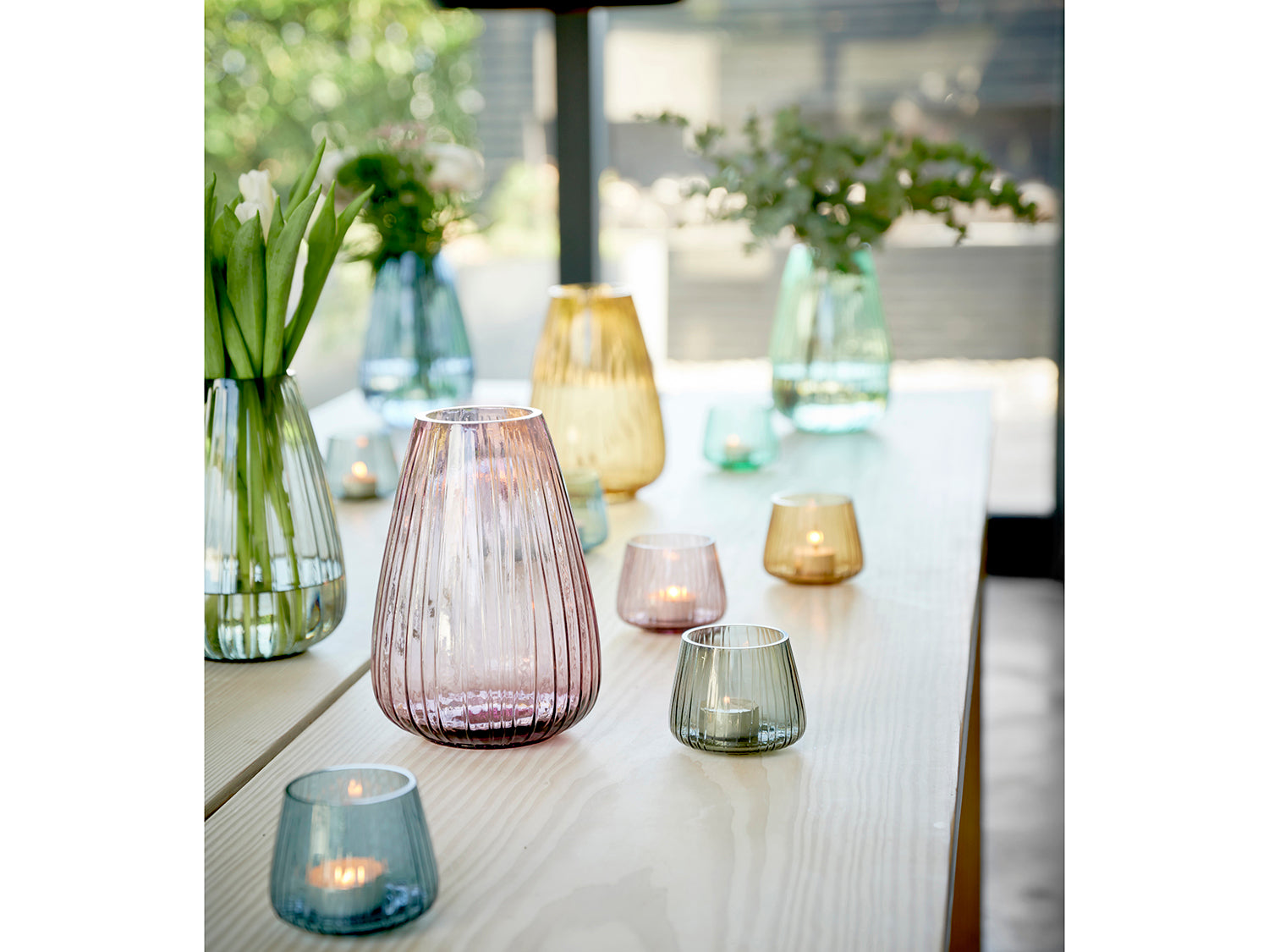 Set de 2 photophores KUSINTHA en verre Rose Bitz - Mathon - 10