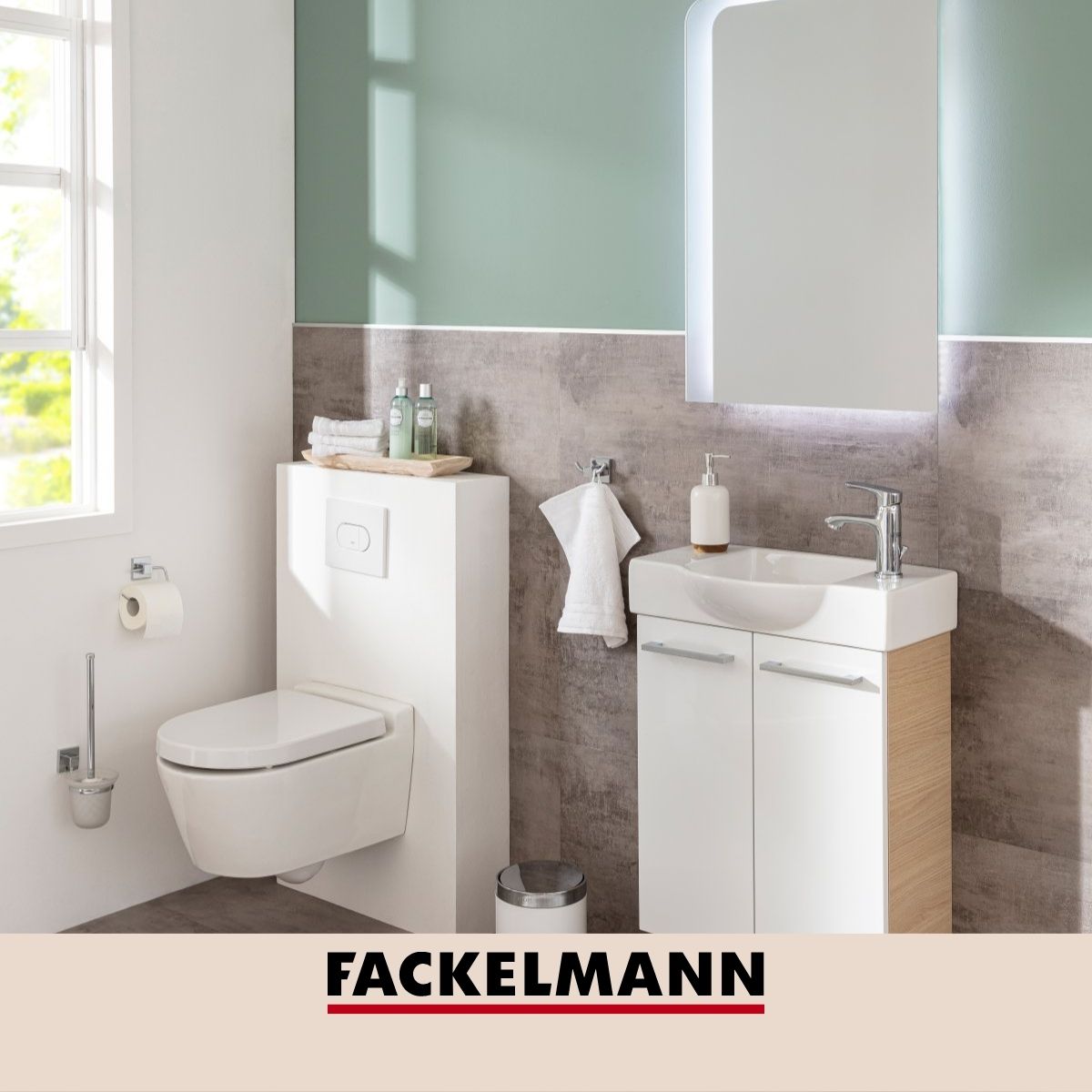 Porte serviette mural double crochet gris chromé  Mare Fackelmann - Mathon - 5