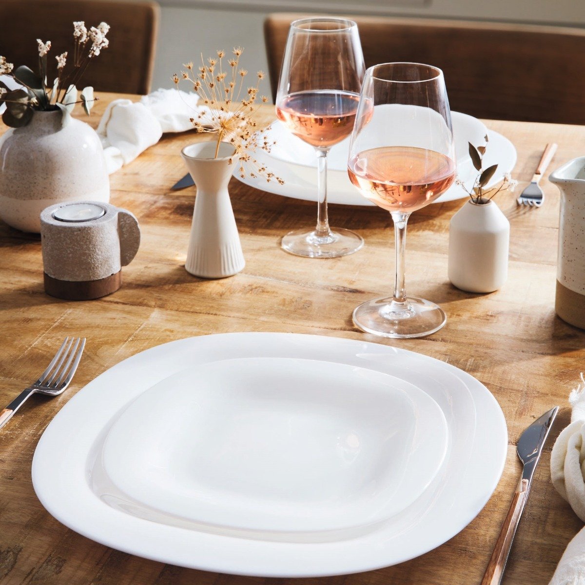 Service de table 18 pièces Carine blanc - Luminarc - Opale trempé extra résistant Luminarc - Mathon - 2