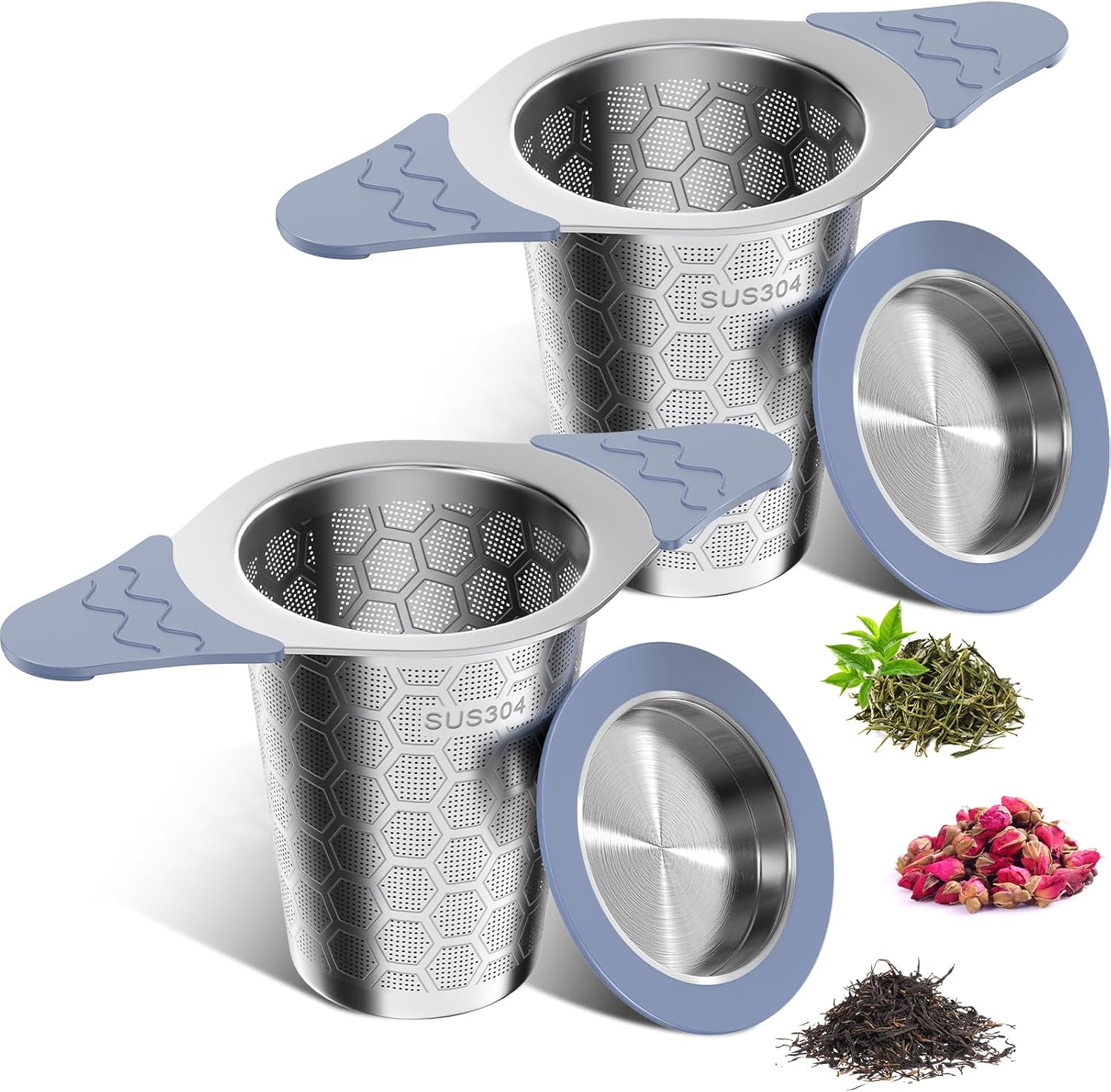 2 Infuseur à thé en acier inoxydable avec poignée silicone gris Vendos85 - Mathon