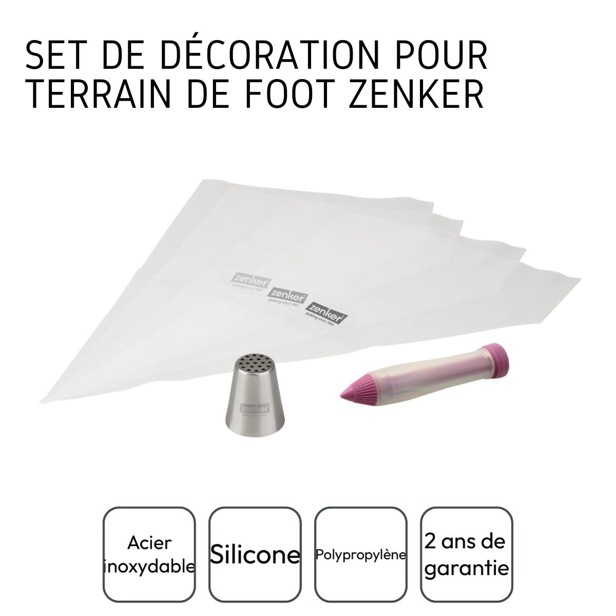Set de poches à douilles, douille et stylo de décoration pour gâteaux Zenker Spécial Football Zenker - Mathon - 4