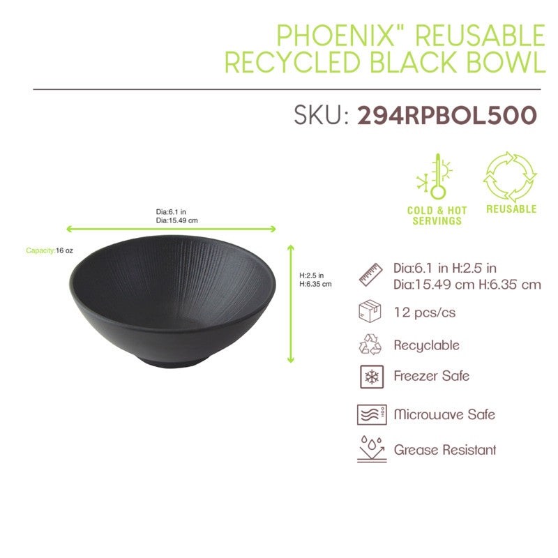 12Pcs - Black Phoenix bol noir ré-employable   H62,5mm 500ml FirstPack - Mathon - 3