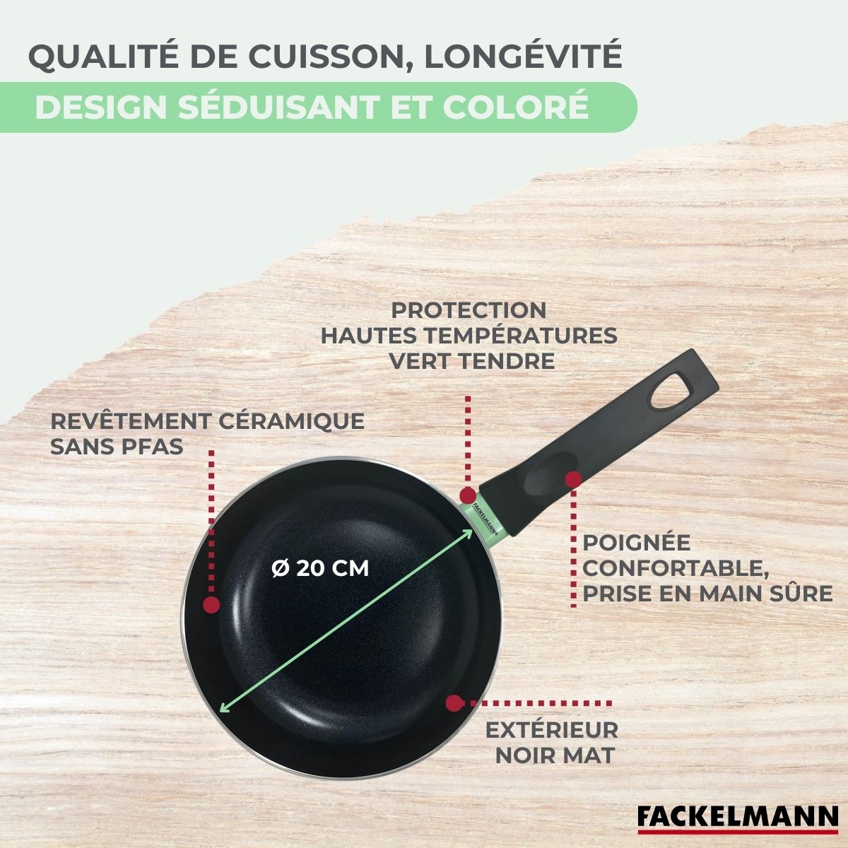 Casserole 20 cm aluminium revêtement céramique antiadhésif sans PFAS  Brandao Fackelmann - Mathon - 6