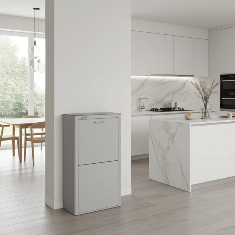 Poubelle cuisine de tri sélectif CUBEK, 4 compartiments de 20 litres, Gris Don Hierro - Mathon - 7