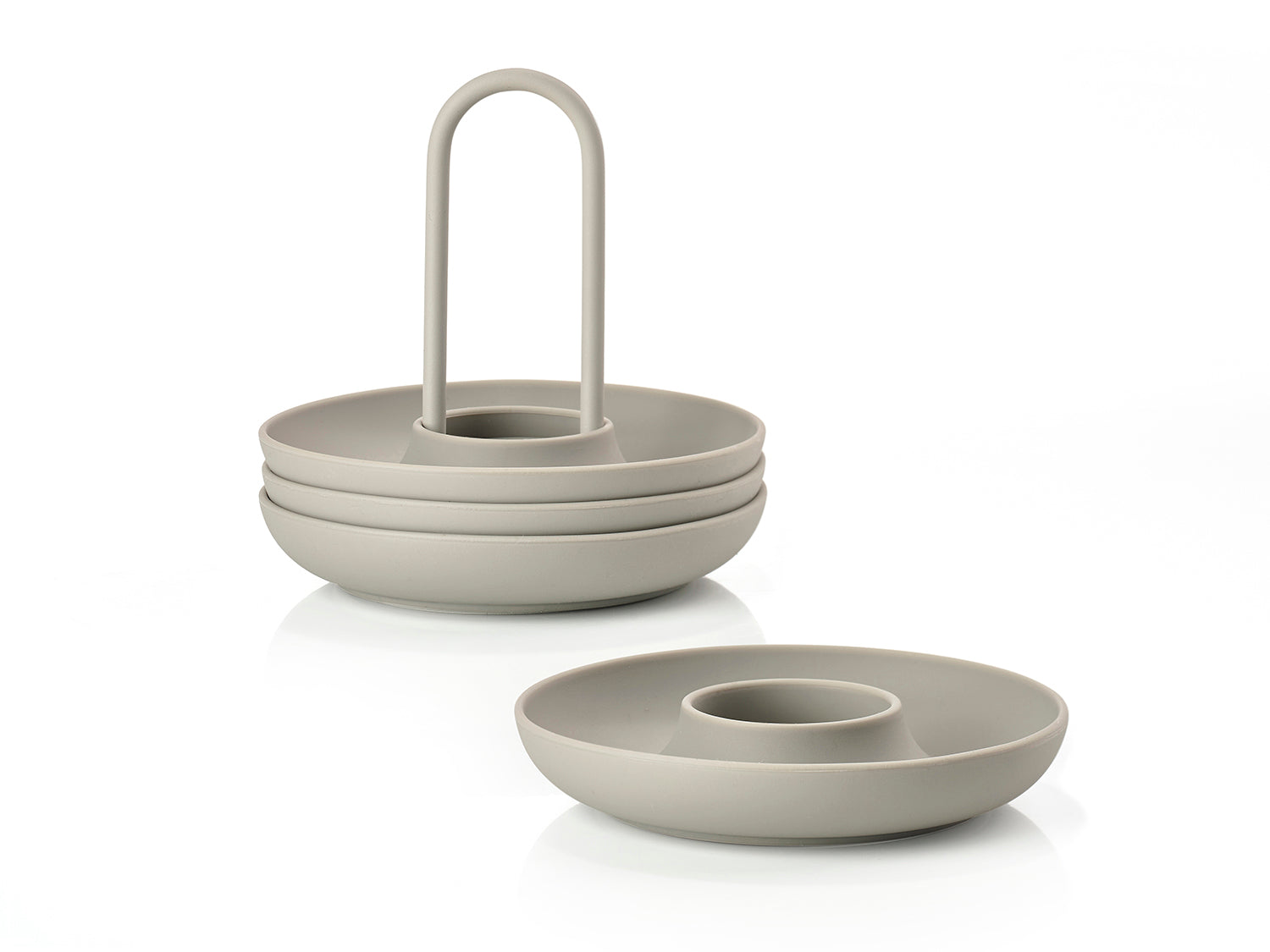 Set de 4 coquetiers avec support SINGLES en silicone Marron Zone Denmark - Mathon - 1