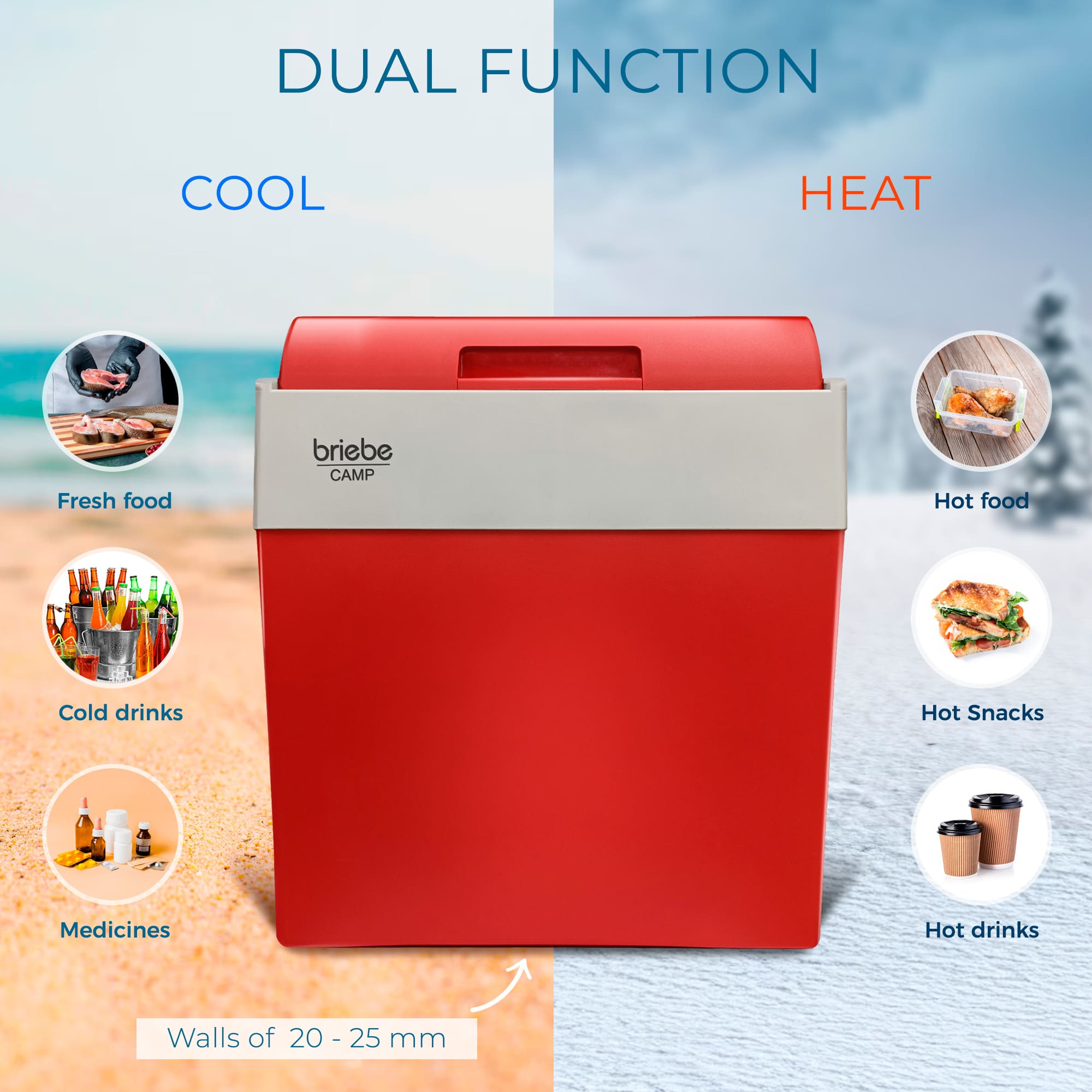 Glacière Électrique portable 28 Litres, 12V / 220 - 240V Voiture et Camping 55 Rouge CF1153RED - Mathon - 3