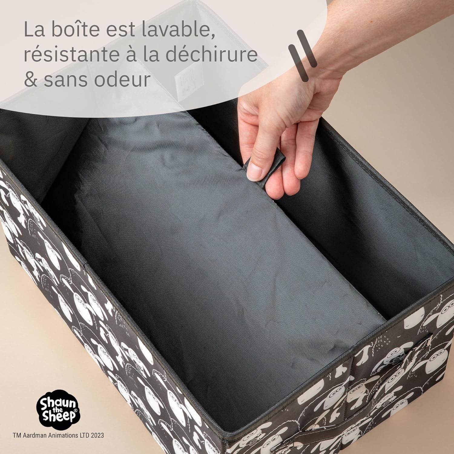 Boîte de rangement avec couvercle fond noir Lifeney Shaun le mouton Fackelmann - Mathon - 4