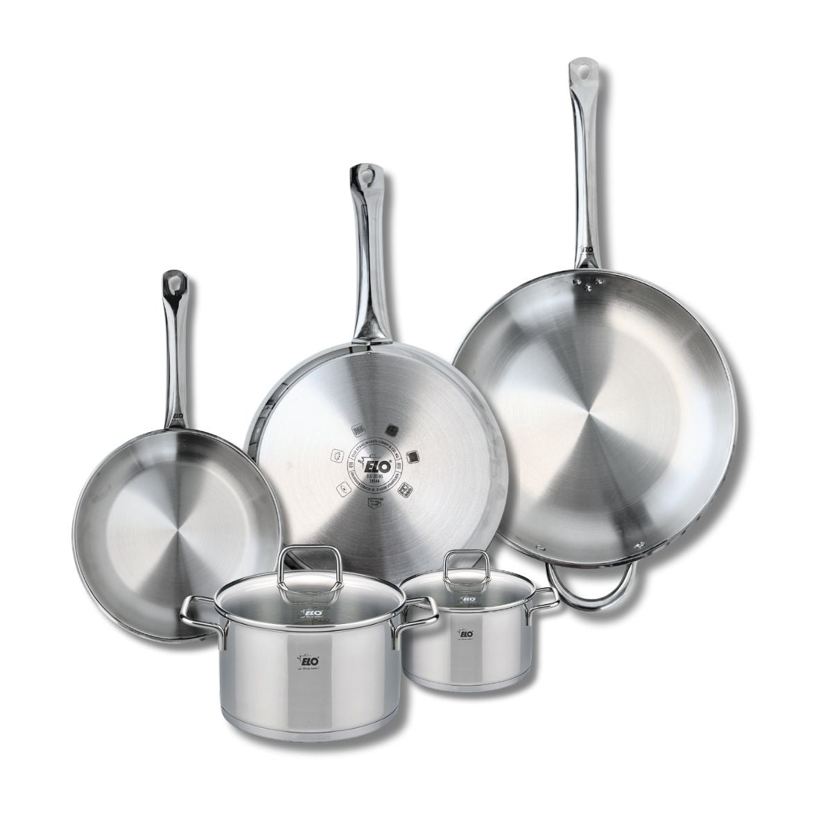 Ensemble de 3 Poêles de cuisson 24, 28 et 32 cm et 2 faitouts 14 et 20 cm  Profi Citrin Elo - Mathon - 1