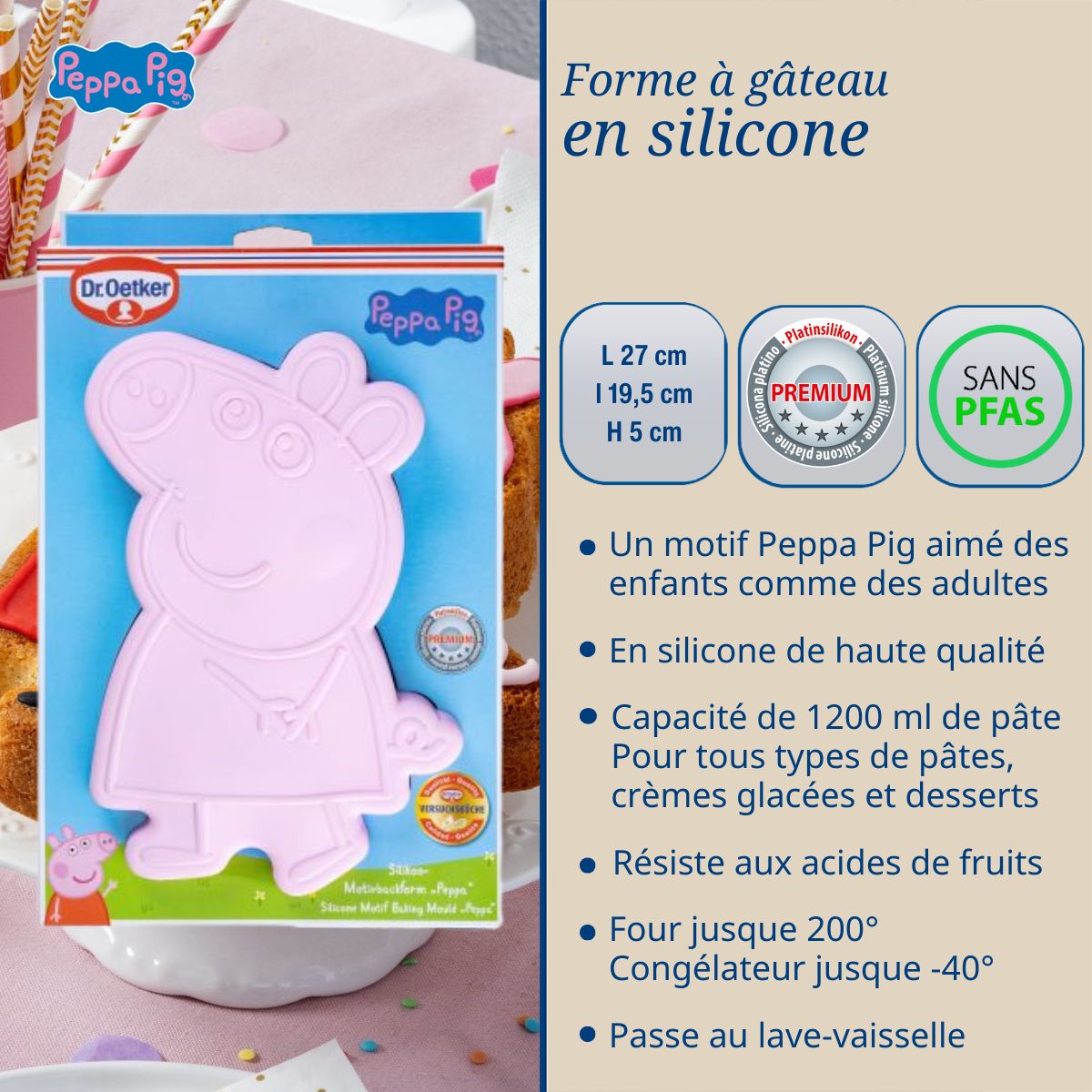 Moule à gâteau silicone 27 x 20 cm Dr. Oetker Peppa Pig Dr. Oetker - Mathon - 3