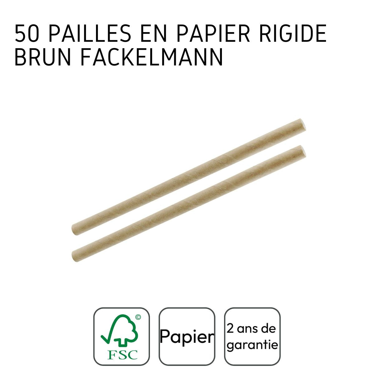 Boite de 50 pailles en papier rigide brun 15 cm  Nature Fackelmann - Mathon - 4