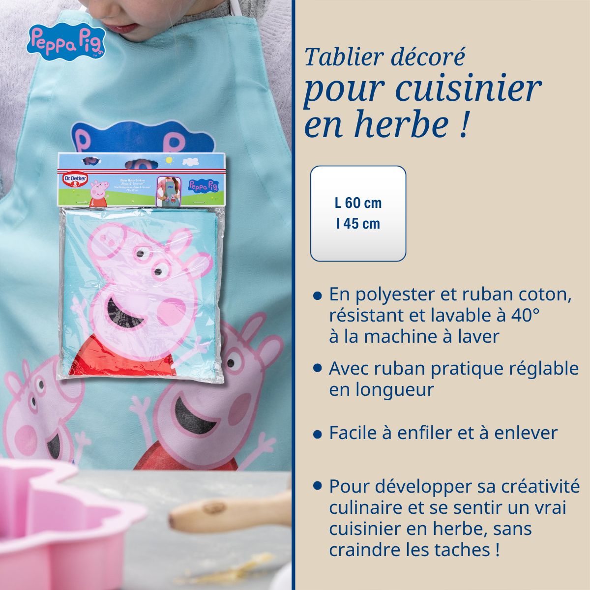 Tablier de cuisine pour enfants Dr. Oetker Peppa Pig Dr. Oetker - Mathon - 3