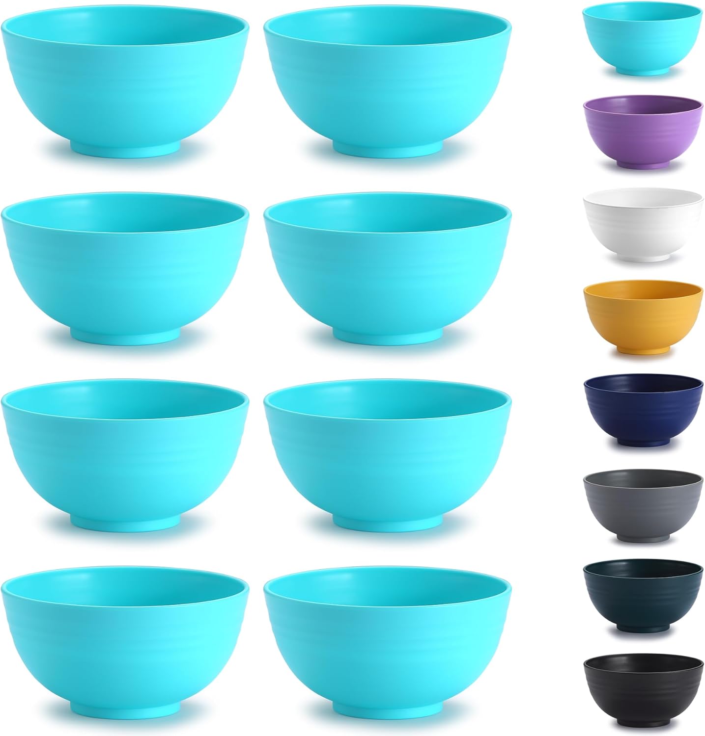 Lot de 8 bols en plastique incassables – spécial camping bleu clair Vendos85 - Mathon