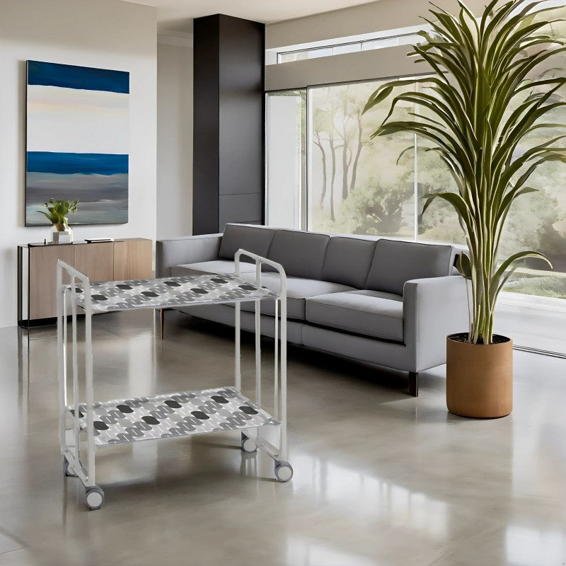 Desserte pliante 2 niveaux avec roulettes – structure gris aluminium, bauhaus Don Hierro - Mathon - 2