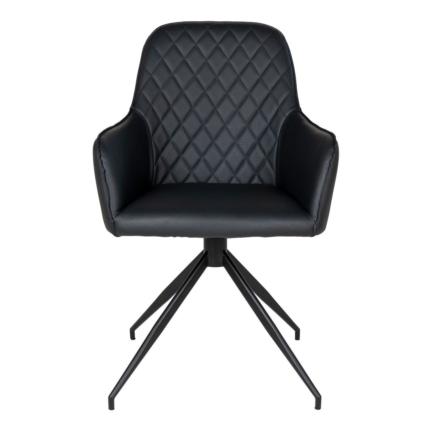Chaise de salle à manger pivotante en cuir synthétique noir avec pieds noirs House Nordic - Mathon