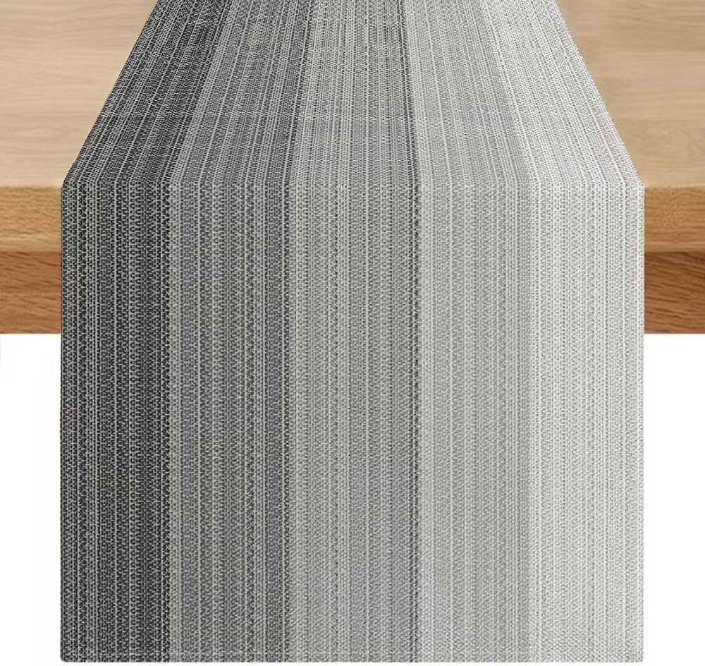 Chemin de Table Lin Style Vintage 40×240 cm Gris Vendos85 - Mathon