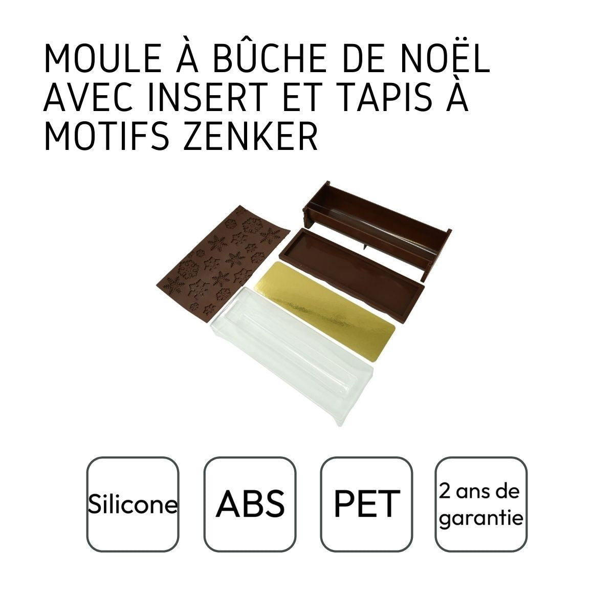 Moule à bûche de Noël avec insert et plaque motif flocon de neige 30 x 8 cm Zenker Noël Zenker - Mathon - 4