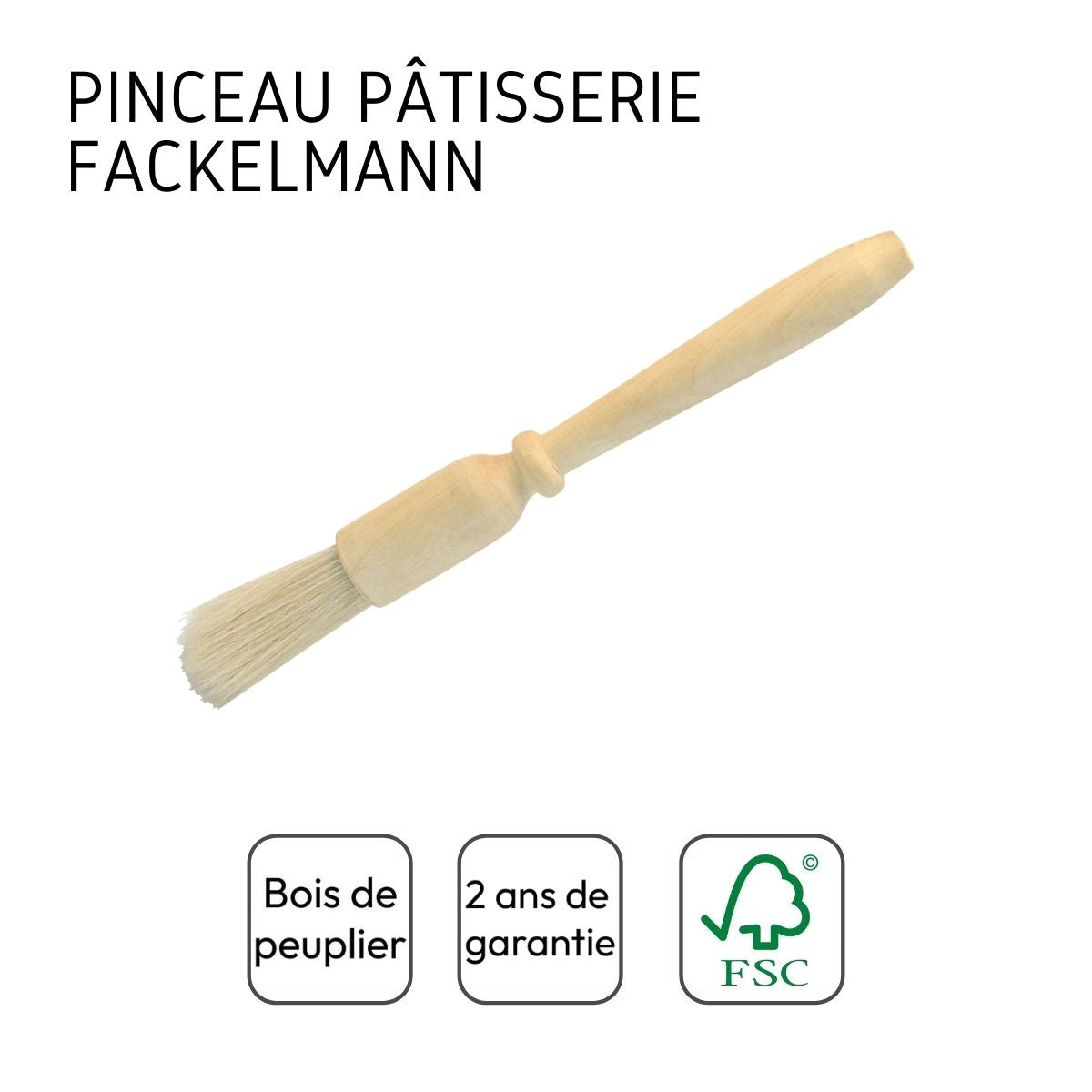 Ensemble de 2 Pinceaux de cuisine et de pâtisserie 18 cm en poils de porc  Wood Edition Fackelmann - Mathon - 4