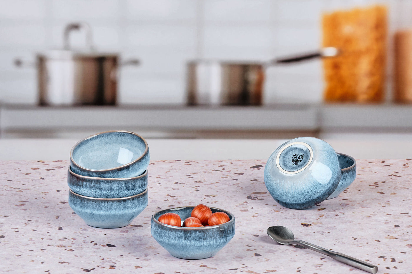 Lot de 6 petits bols en grès bleu D8 Björn - Mathon - 2