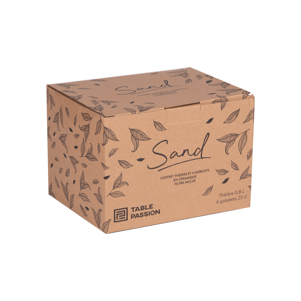 Coffret théière 0,8L avec 4 gobelets camel Table passion - Mathon - 3