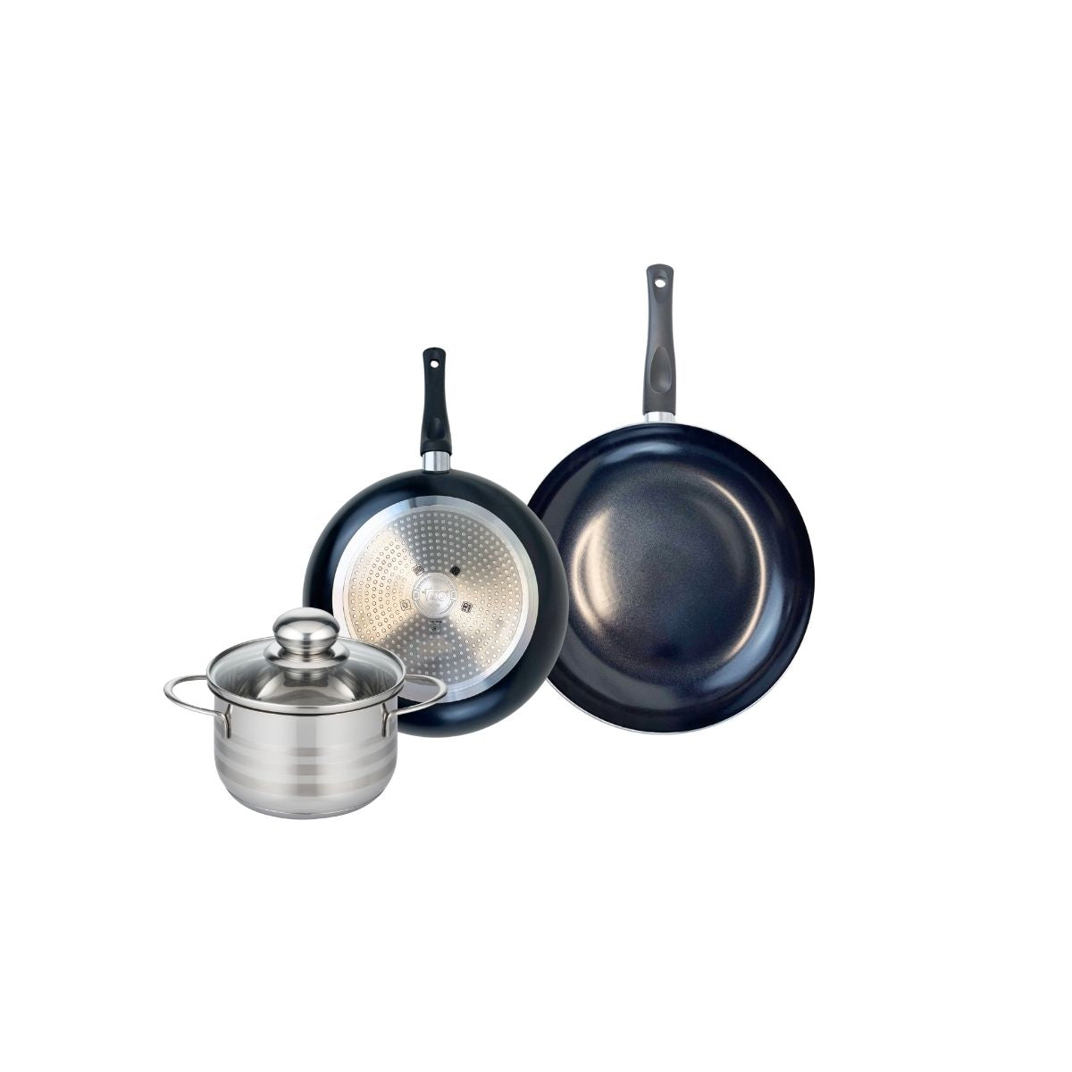 Ensemble de 2 Poêles de cuisson 20 et 24 cm et 1 faitout 14 cm  Prima Brillant Elo - Mathon - 1