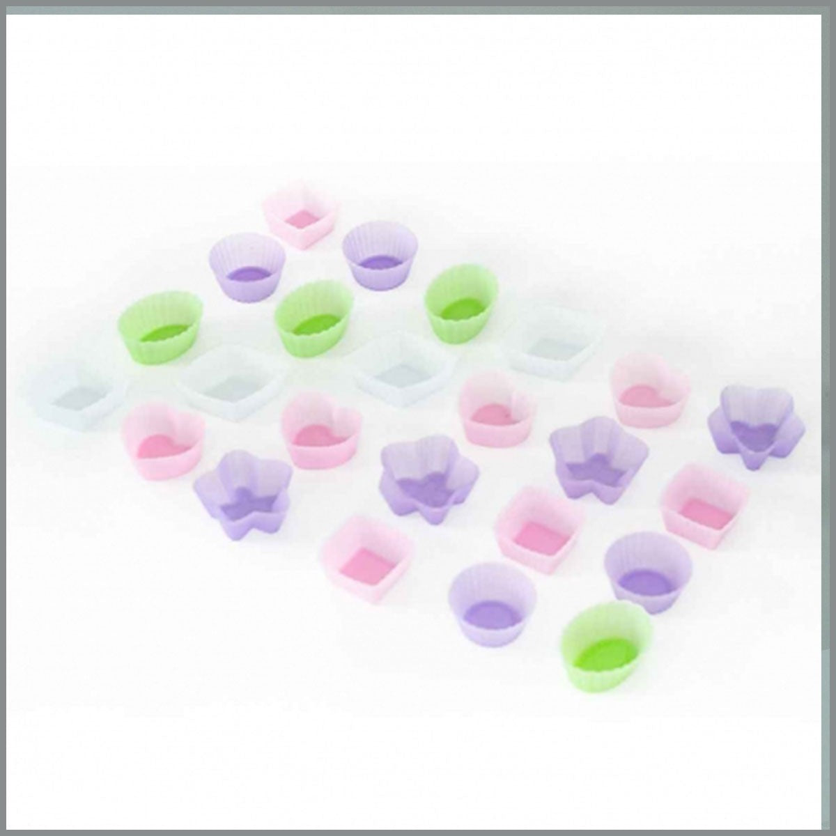 24 moules à gâteaux en silicone couleur pastel Astuceo - Mathon - 4
