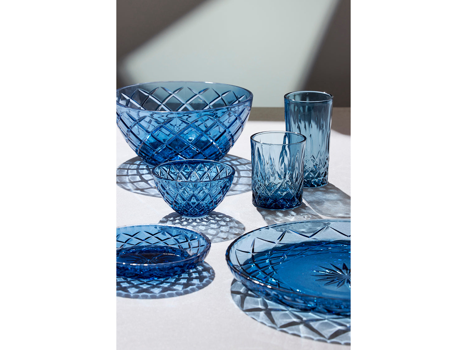 Saladier SORRENTO en verre Bleu Lyngby Glas - Mathon - 5