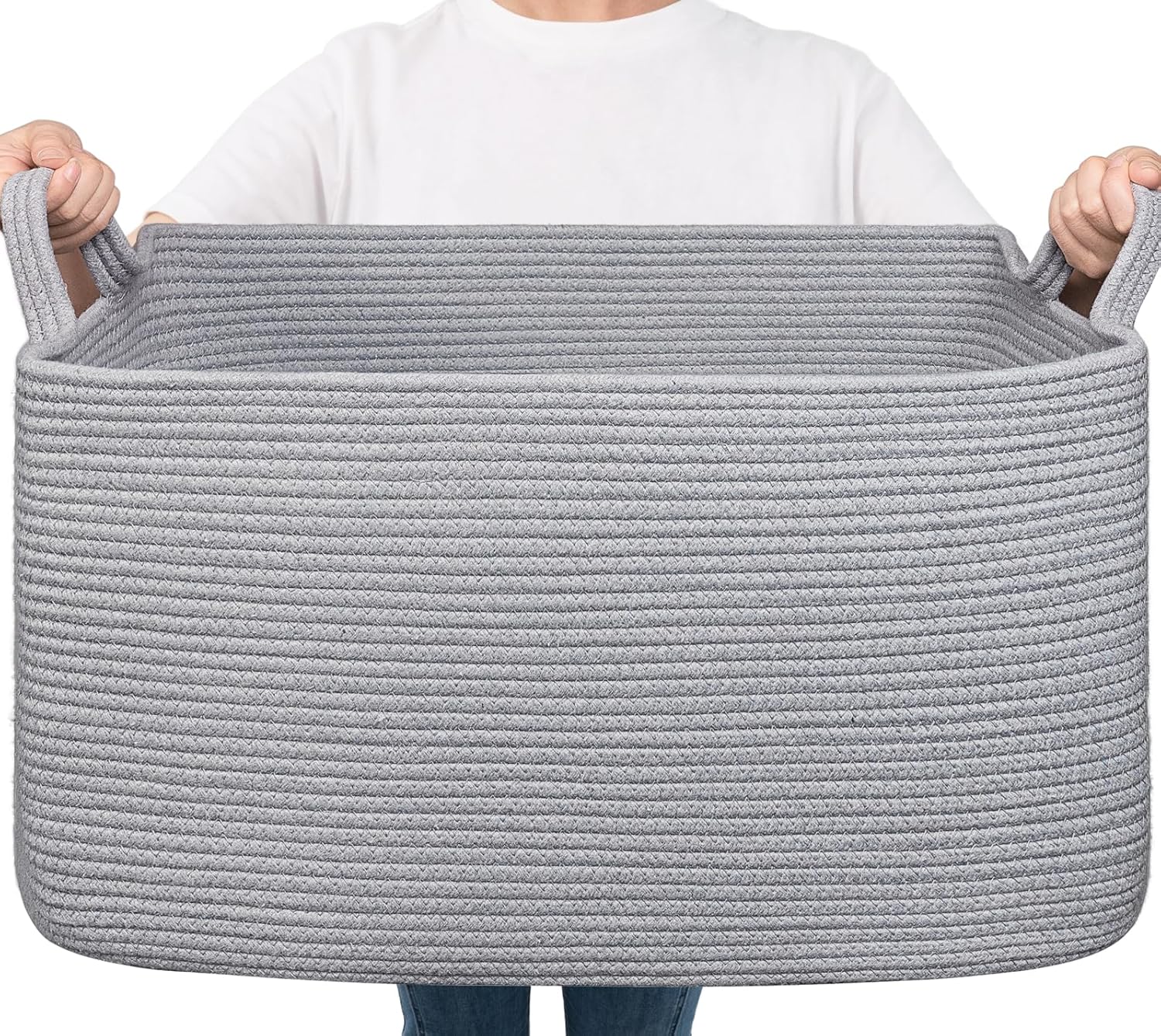Grand panier de rangement 65 L tressé – Gris Vendos85 - Mathon
