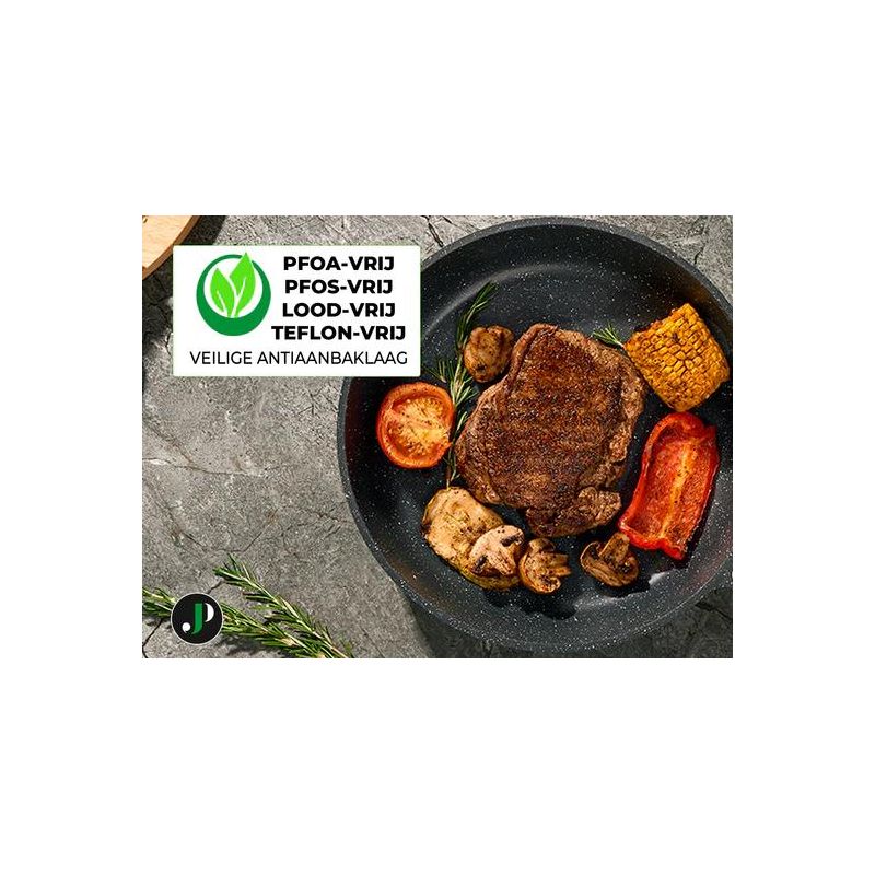 Batterie de cuisine 21 pièces Antiadhésif en Granit noir - Tous feux dont induction Just perfecto JL-722 Just Perfecto - Mathon - 6