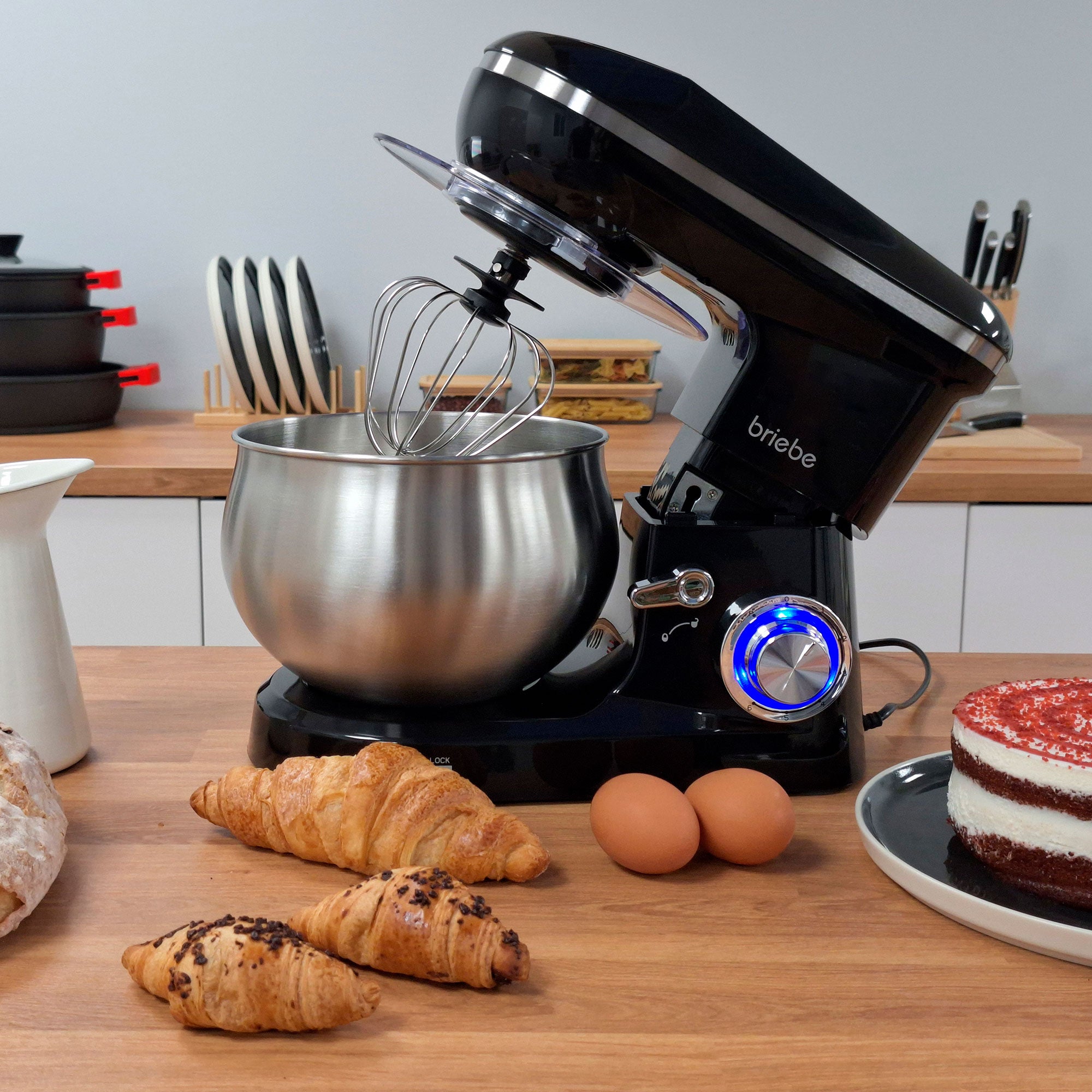 Robot Pâtissier Cuisine Multifonction Bol Inox 5L 6 Vitesses Écran Tactile LED 1800 Noir KM1164 - Mathon - 8