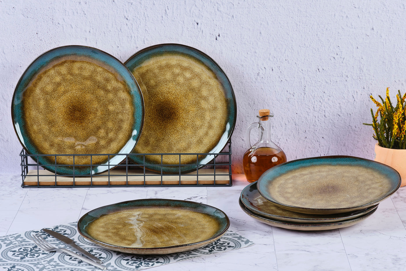 Lot de 6 assiettes plates en grès marron D28 Björn - Mathon - 2