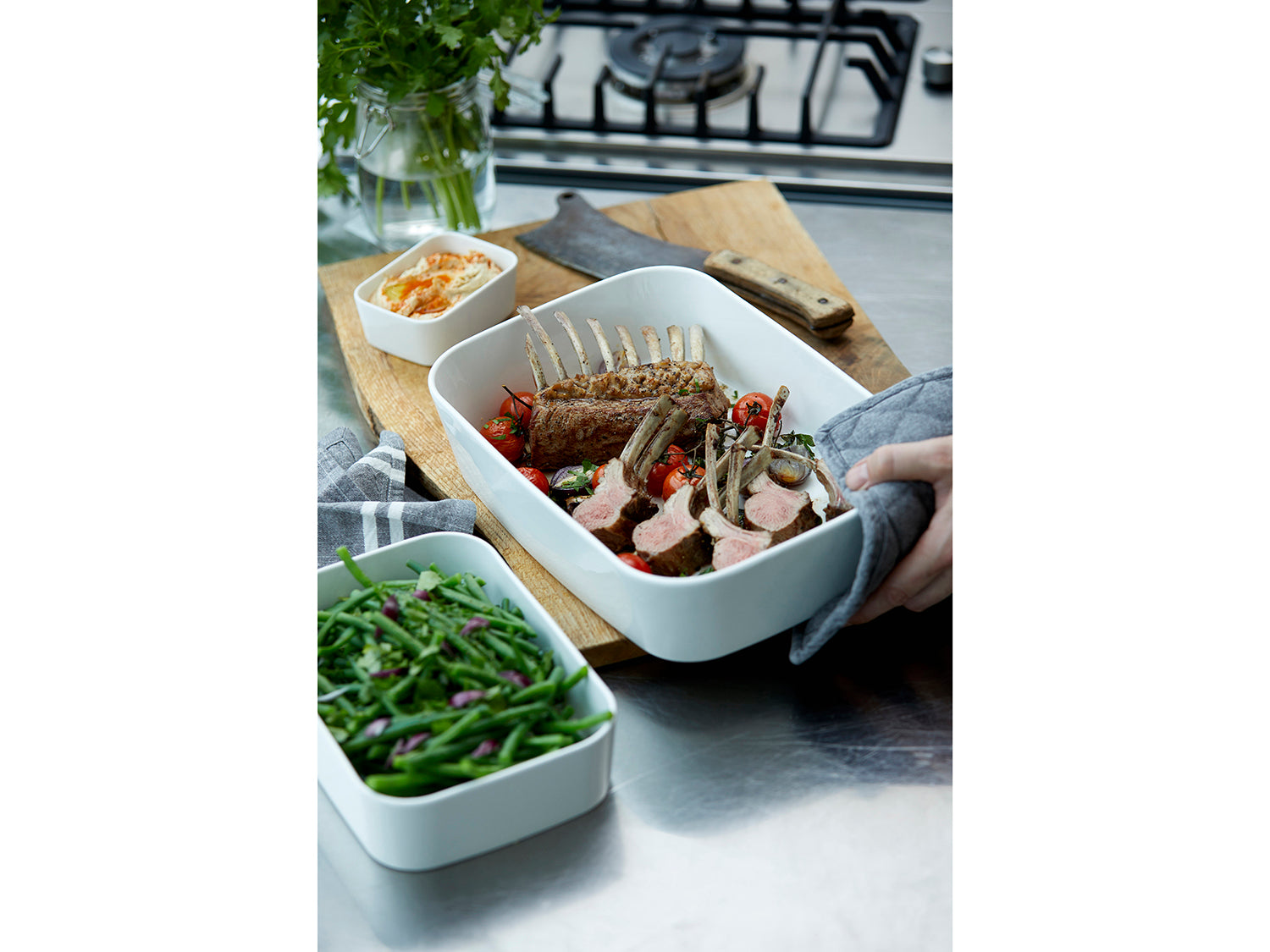 Plat à four MODULA en porcelaine Blanc Rosti - Mathon - 7