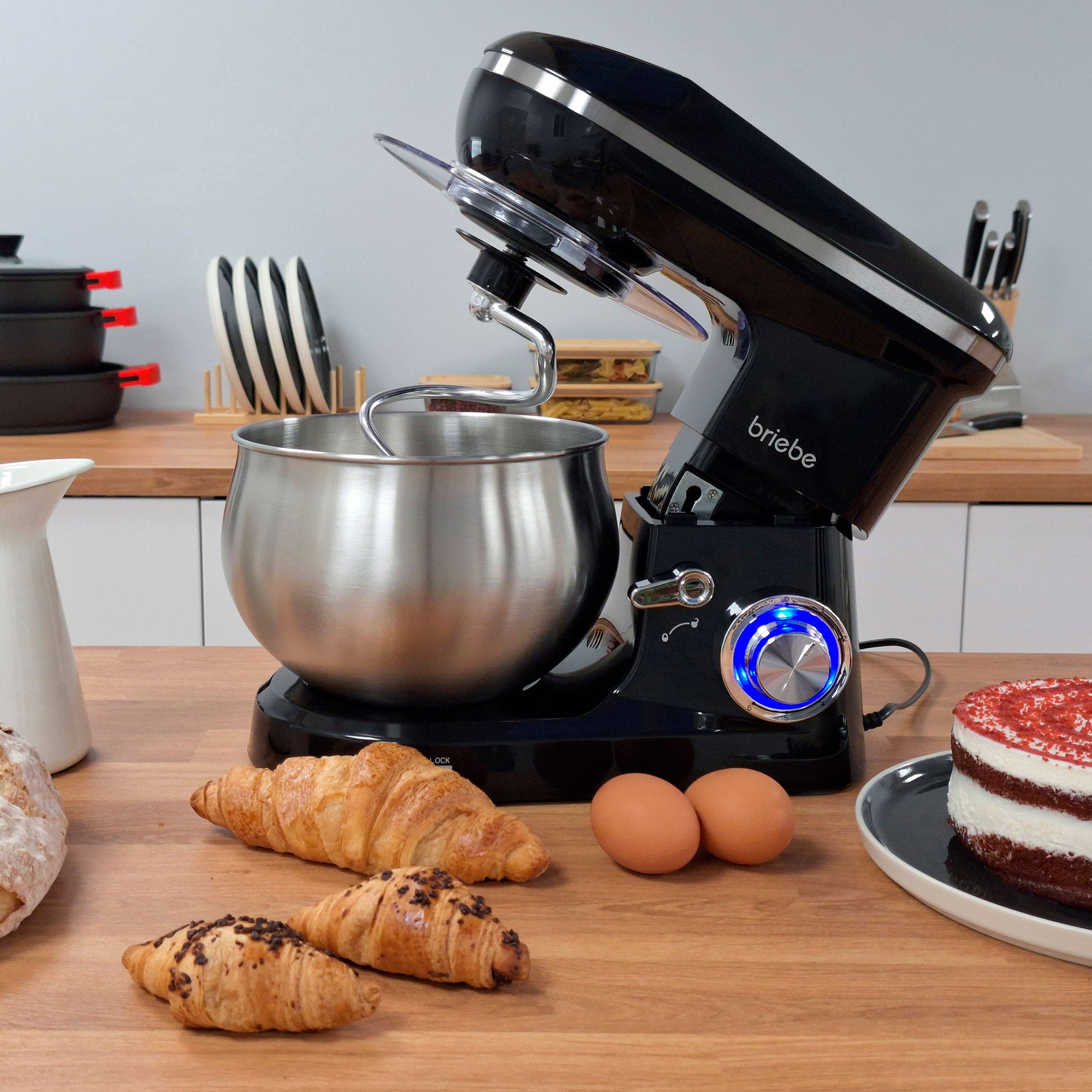 Robot Pâtissier Cuisine Multifonction Bol Inox 5L 6 Vitesses Écran Tactile LED 1800 Noir KM1164 - Mathon - 9