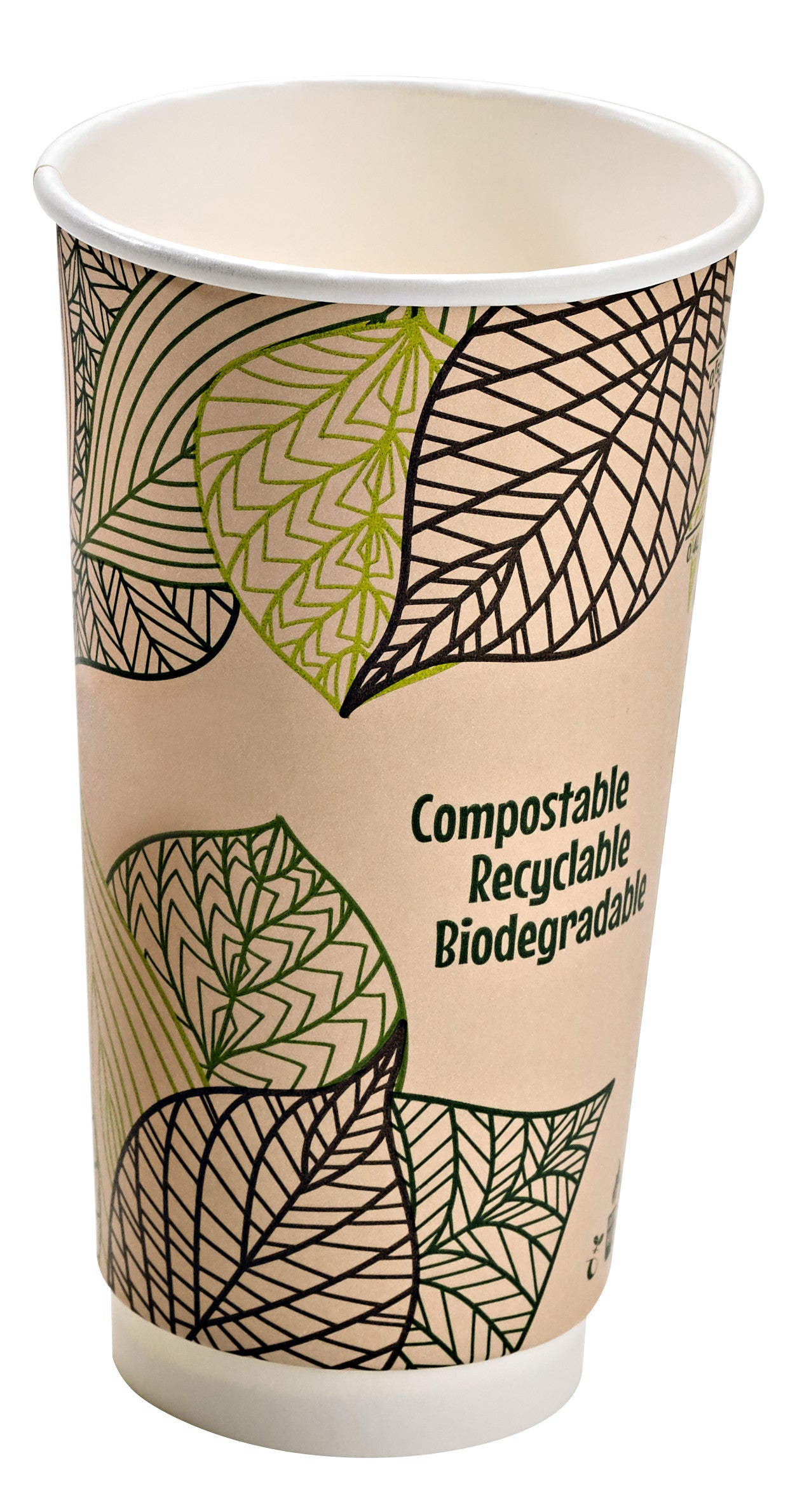 25Pcs - Gobelet en carton brun à double paroi sans matière plastique, Waterbased  H161mm 590ml FirstPack - Mathon