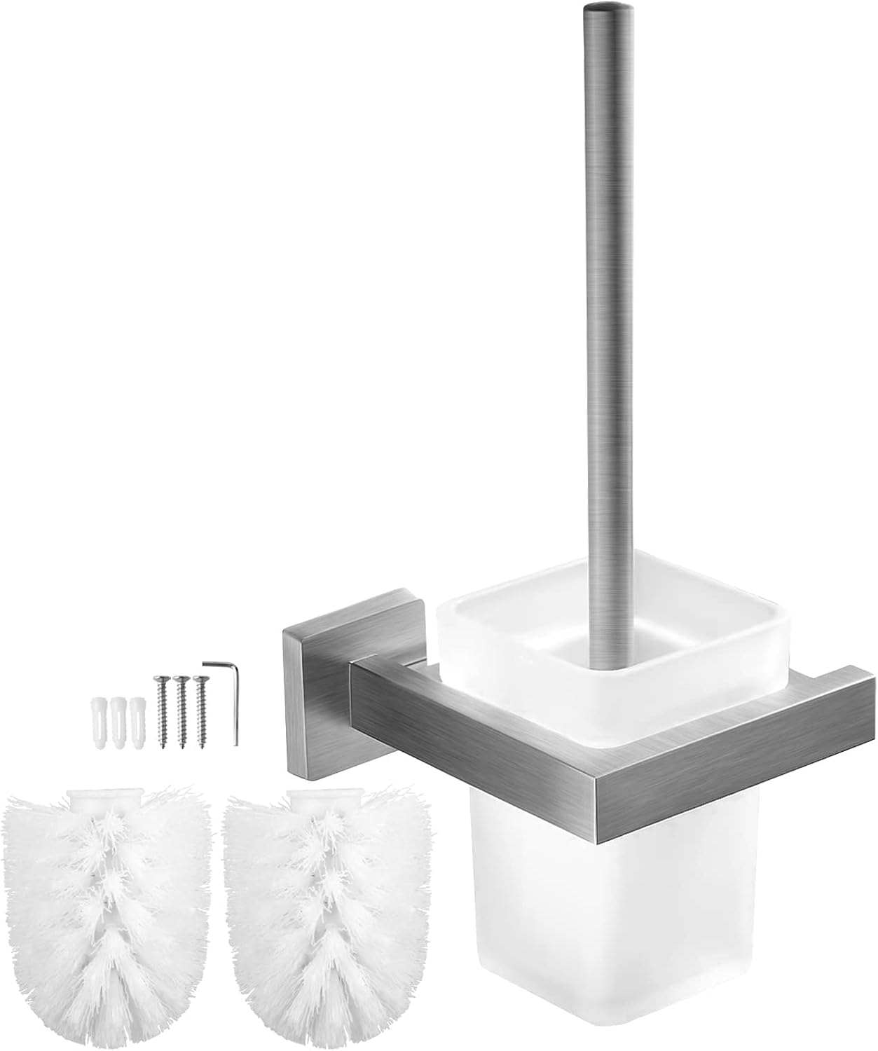 Brosse WC Murale en Acier Inoxydable Brossé avec Verre Vendos85 - Mathon
