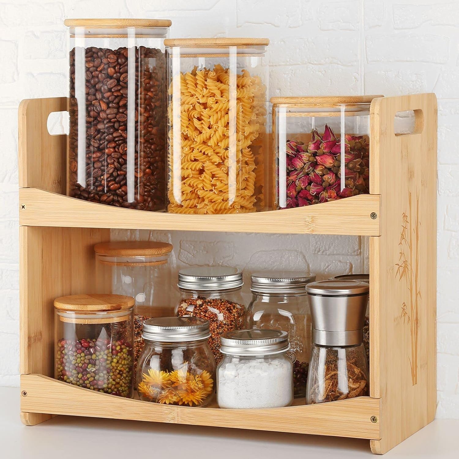 Étagère à épices en bambou à 2 étages pour plan de travail Vendos85 - Mathon