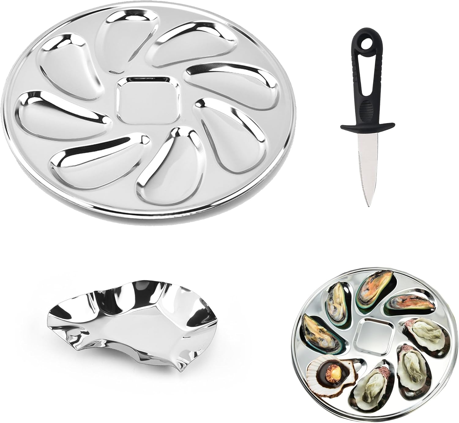 Assiette à huîtres en acier inoxydable 3 pièces Vendos85 - Mathon