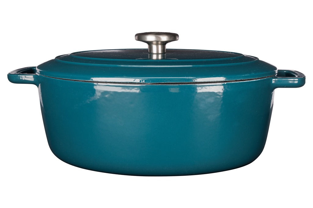 Cocotte ovale en Fonte émaillée, FONTESTIC, Bleu Canard, 31x24 cm Cosy & Trendy - Mathon - 1