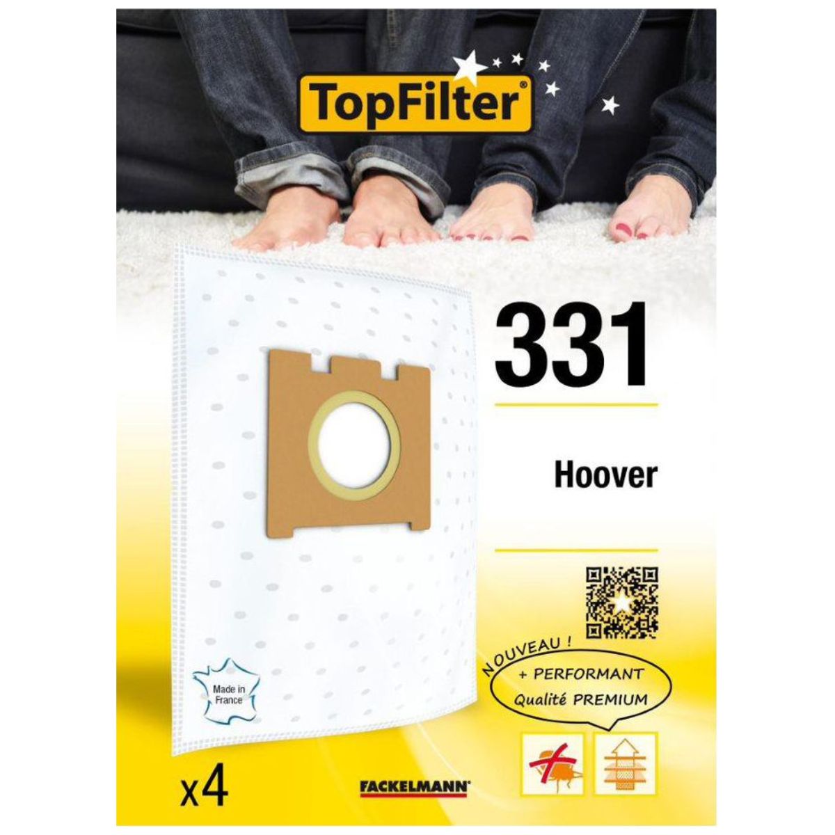 Lot de 4 sacs aspirateur pour Hoover TopFilter Premium TopFilter - Mathon - 9